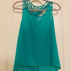 Aqua Colored Sleeveless Top with Interwoven Back